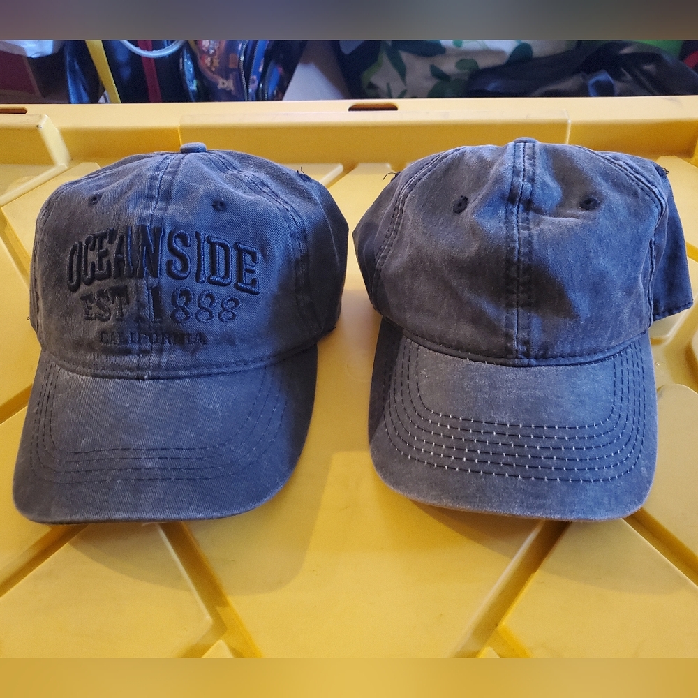 Pair Of Like New Gray Dad Hats (1 Oceanside Hat + 1 Plain)